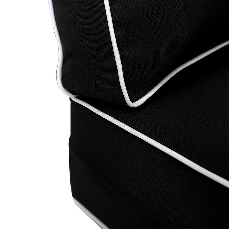 Contrast Trim Small Size 23"x24"x6" Outdoor Deep Seat Cushion, Water Repellent, Patio Deep Seat Backrest Cushion Insert & Cover Set AD109
