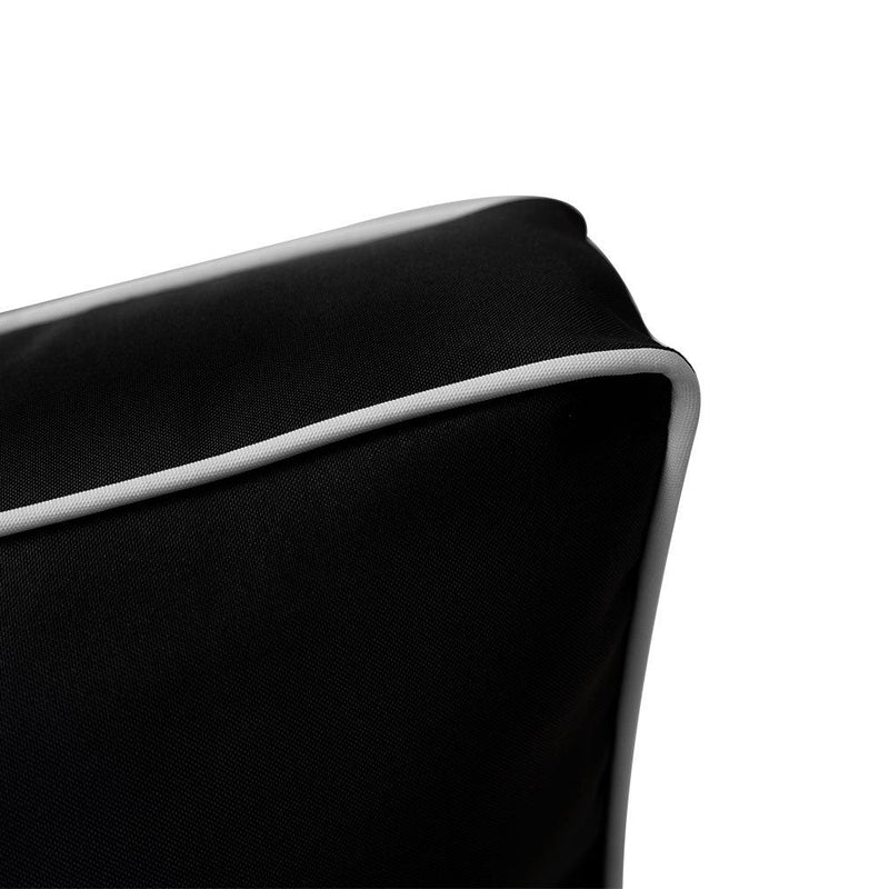 Contrast Trim Small Size 23"x24"x6" Outdoor Deep Seat Cushion, Water Repellent, Patio Deep Seat Backrest Cushion Insert & Cover Set AD109