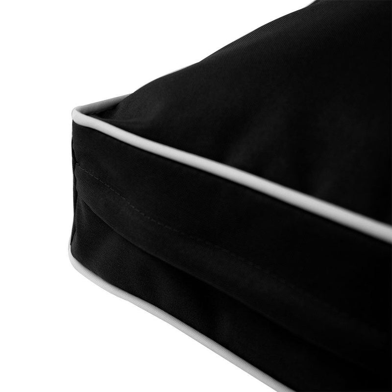 Contrast Trim Small Size 23"x24"x6" Outdoor Deep Seat Cushion, Water Repellent, Patio Deep Seat Backrest Cushion Insert & Cover Set AD109