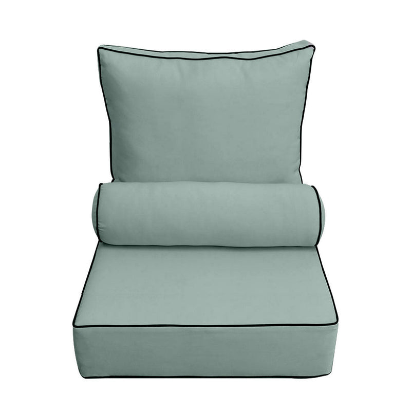 |COVER ONLY| Small Size 23x24x6 Contrast Trim Outdoor Deep Seat Backrest Cushion with Bolster, Water Repellent, Patio Cushion Slipcovers Replacement AD002