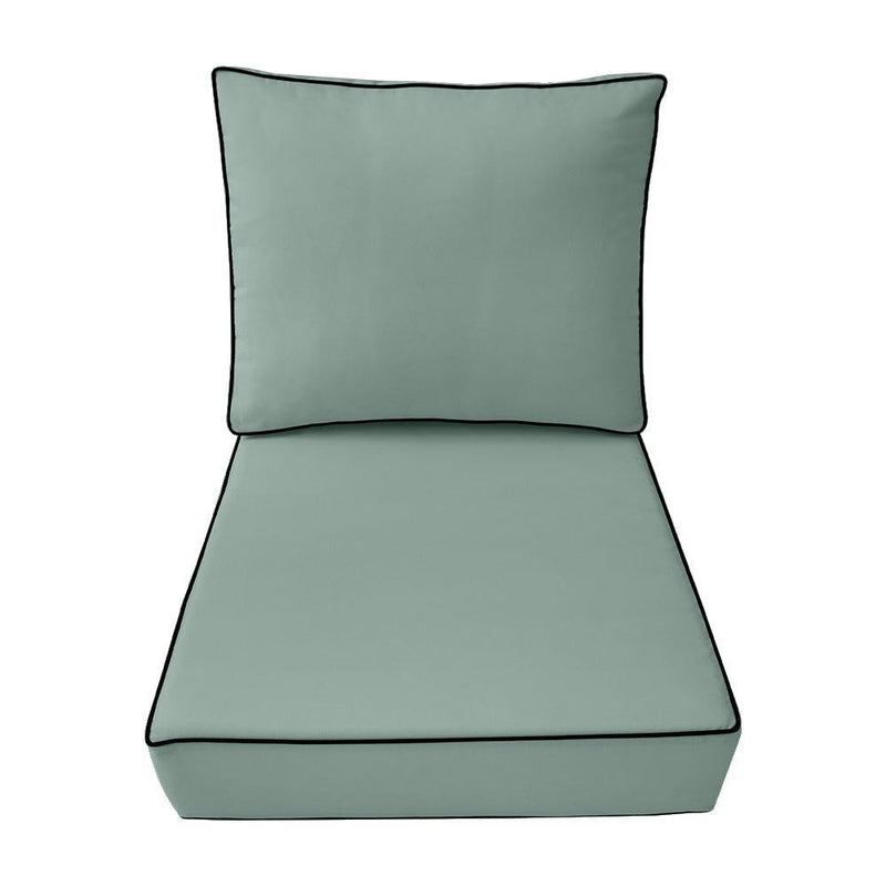 |COVER ONLY| Small Size 23x24x6 Contrast Trim Outdoor Deep Seat Backrest Cushion with Bolster, Water Repellent, Patio Cushion Slipcovers Replacement AD002