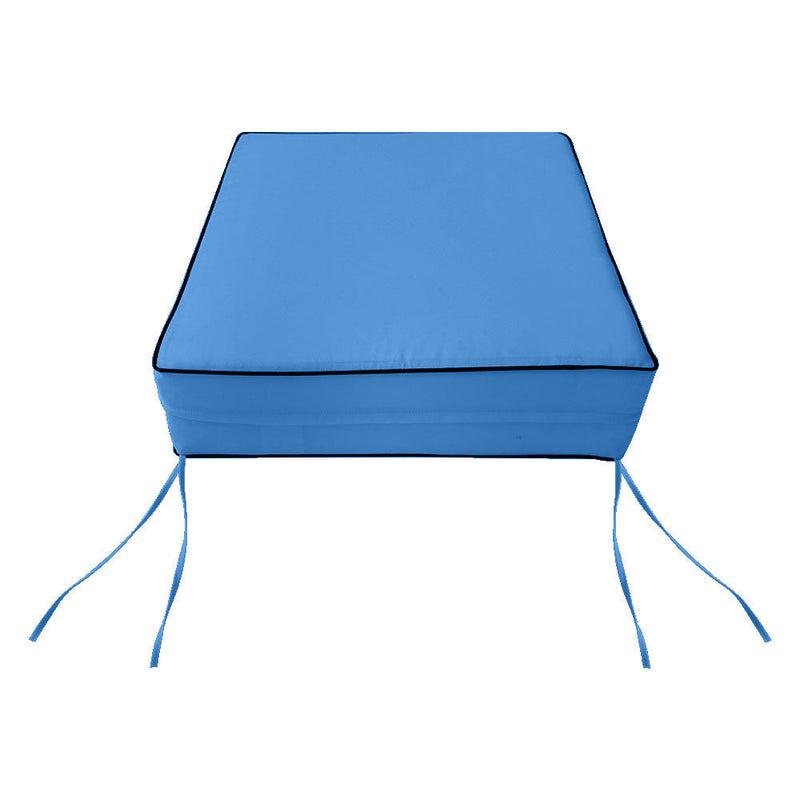 |COVER ONLY| Small Size 23x24x6 Contrast Trim Outdoor Deep Seat Backrest Cushion with Bolster, Water Repellent, Patio Cushion Slipcovers Replacement AD102