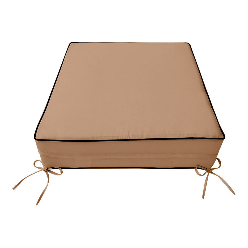 |COVER ONLY| Small Size 23x24x6 Contrast Trim Outdoor Deep Seat Backrest Cushion with Bolster, Water Repellent, Patio Cushion Slipcovers Replacement AD104