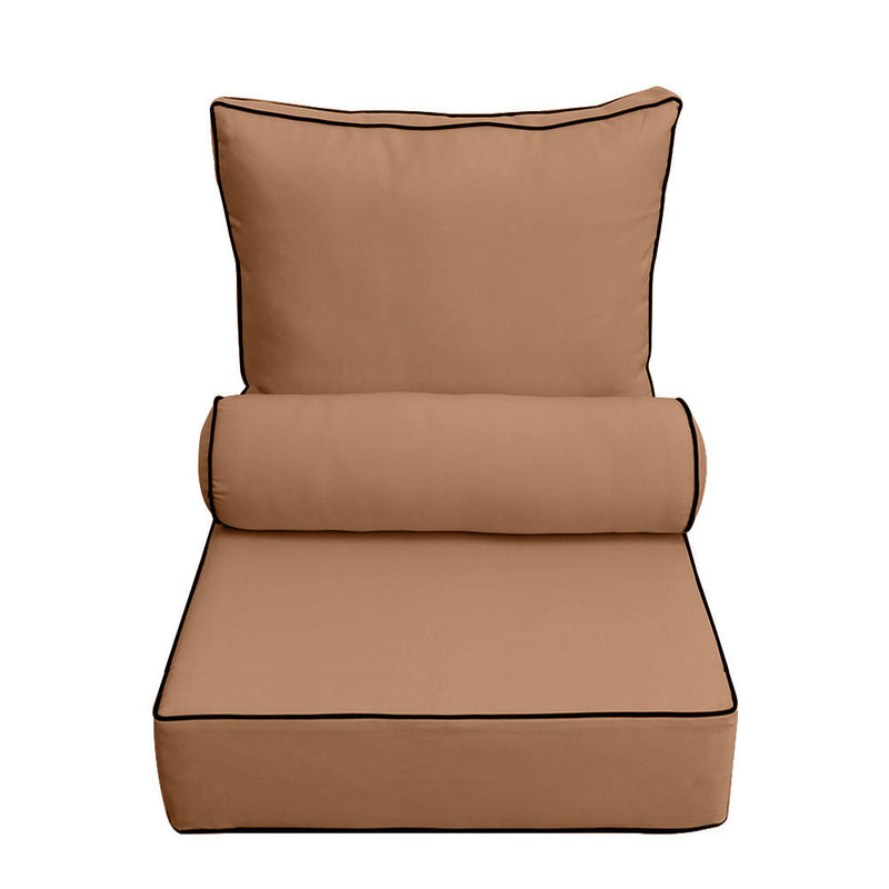|COVER ONLY| Small Size 23x24x6 Contrast Trim Outdoor Deep Seat Backrest Cushion with Bolster, Water Repellent, Patio Cushion Slipcovers Replacement AD104