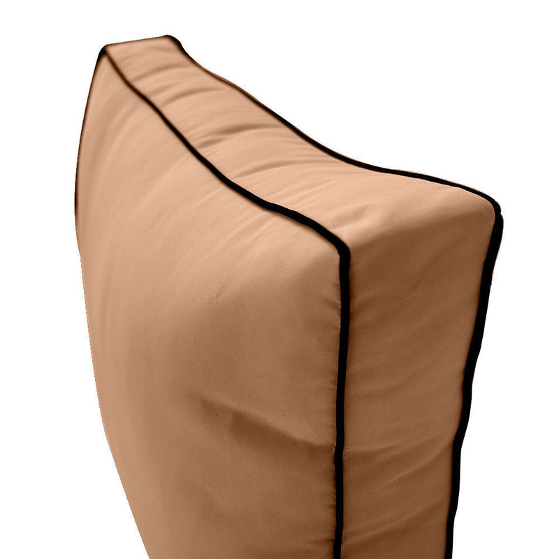 |COVER ONLY| Small Size 23x24x6 Contrast Trim Outdoor Deep Seat Backrest Cushion with Bolster, Water Repellent, Patio Cushion Slipcovers Replacement AD104