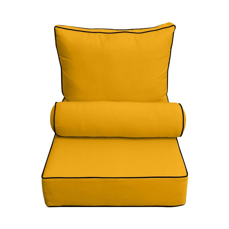 |COVER ONLY| Small Size 23x24x6 Contrast Trim Outdoor Deep Seat Backrest Cushion with Bolster, Water Repellent, Patio Cushion Slipcovers Replacement AD108