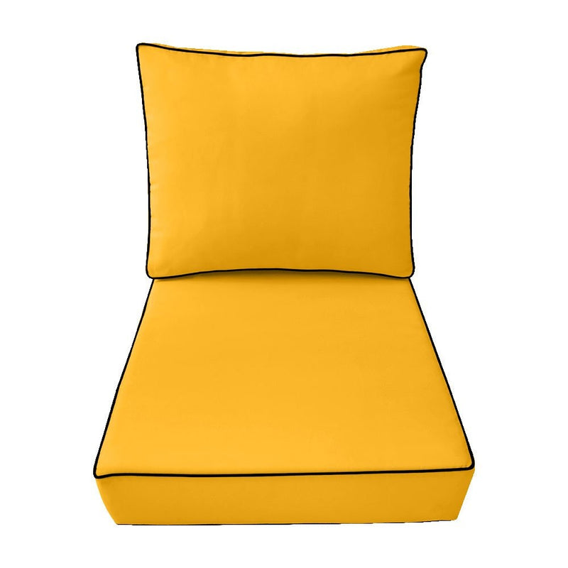 |COVER ONLY| Small Size 23x24x6 Contrast Trim Outdoor Deep Seat Backrest Cushion with Bolster, Water Repellent, Patio Cushion Slipcovers Replacement AD108