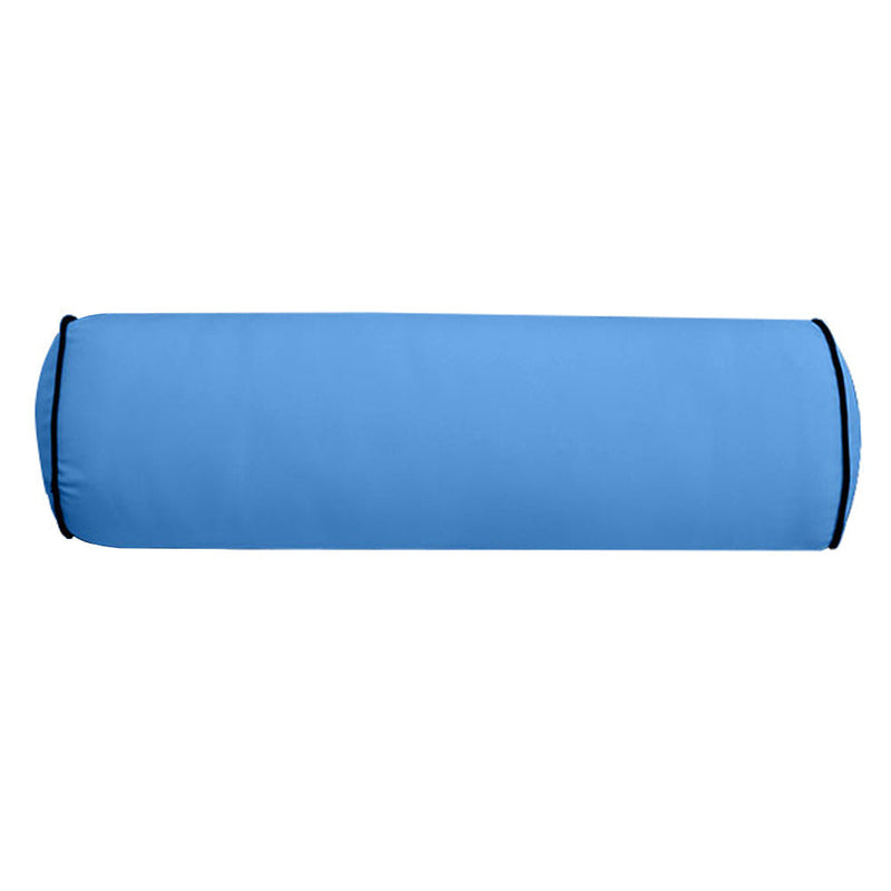 Contrast Trim Small Size 23x6 Outdoor Bolster Pillow Water Repellent Decorative Bolster Pillow Insert and Cover Set For Patio Daybed Porch Swing AD102