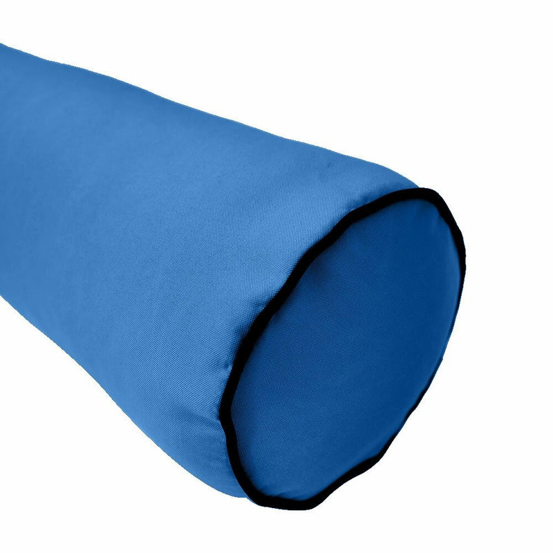 Contrast Trim Small Size 23x6 Outdoor Bolster Pillow Water Repellent Decorative Bolster Pillow Insert and Cover Set For Patio Daybed Porch Swing AD102