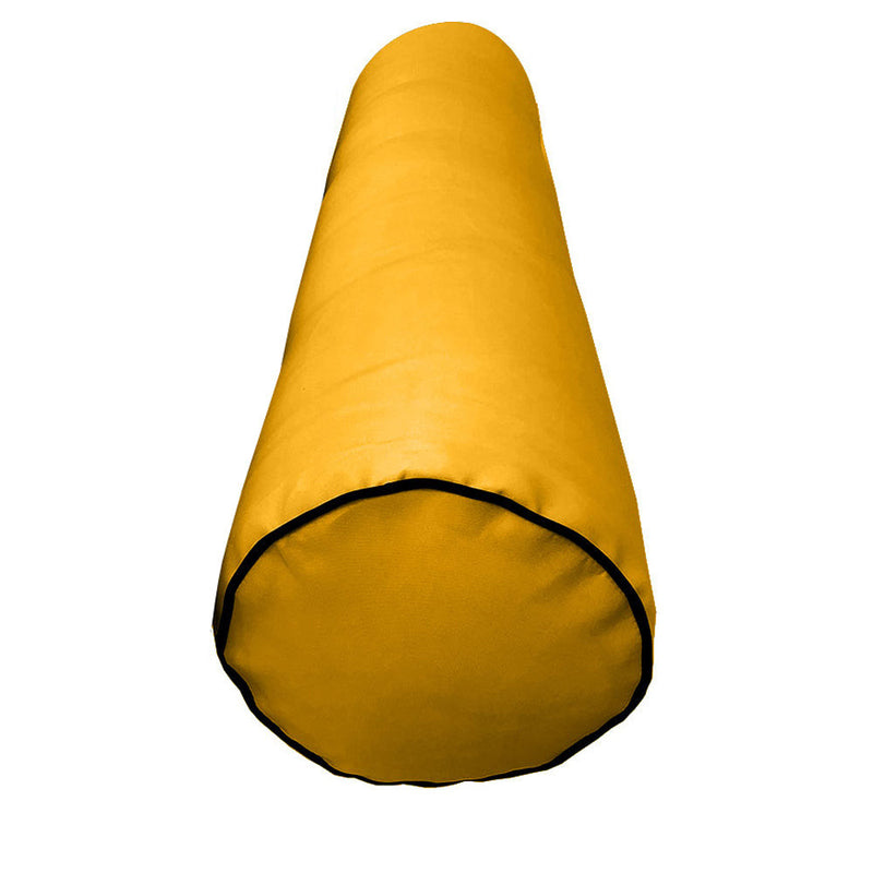 |COVER ONLY| Contrast Trim Small Size 23x6 Outdoor Bolster Pillow Water Repellent Decorative Bolster Pillow for Porch Swing Couch Sofa Cushion Patio Furniture AD108