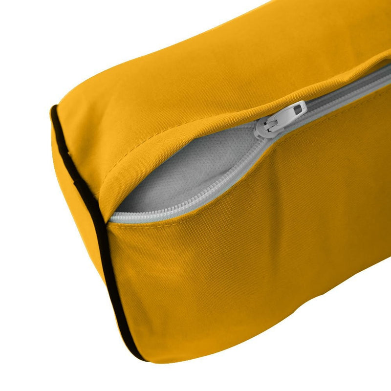|COVER ONLY| Contrast Trim Small Size 23x6 Outdoor Bolster Pillow Water Repellent Decorative Bolster Pillow for Porch Swing Couch Sofa Cushion Patio Furniture AD108