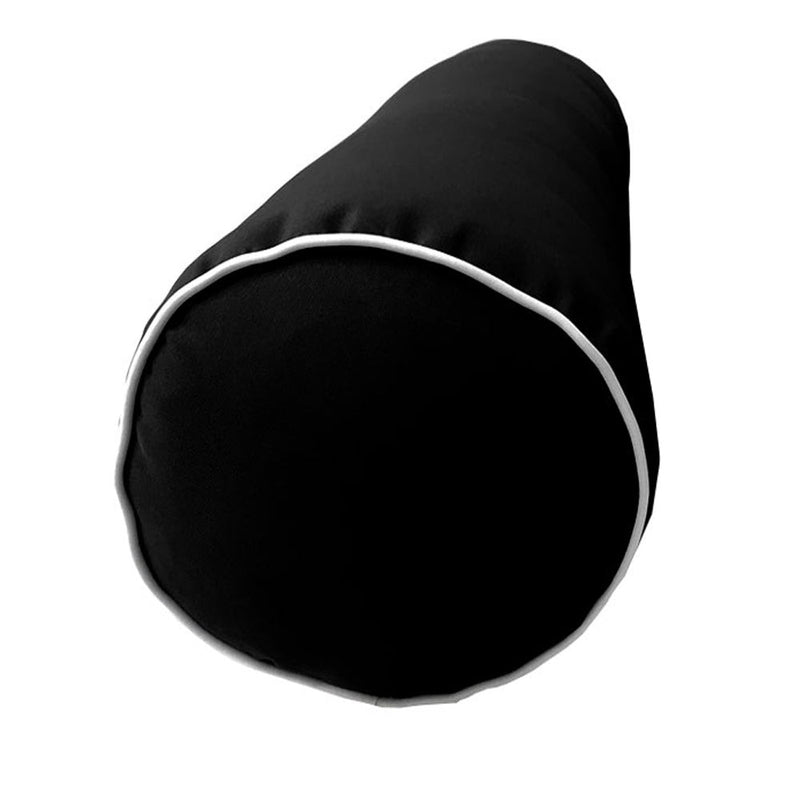 |COVER ONLY| Contrast Trim Small Size 23x6 Outdoor Bolster Pillow Water Repellent Decorative Bolster Pillow for Porch Swing Couch Sofa Cushion Patio Furniture AD109