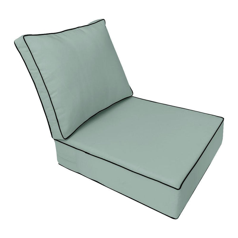 |COVER ONLY| Contrast Trim Outdoor Deep Seat Cushion 26x30x6, Water Repellent, Patio Furniture Patio Cushion Slipcovers Replacement Seat Cushion Covers AD002
