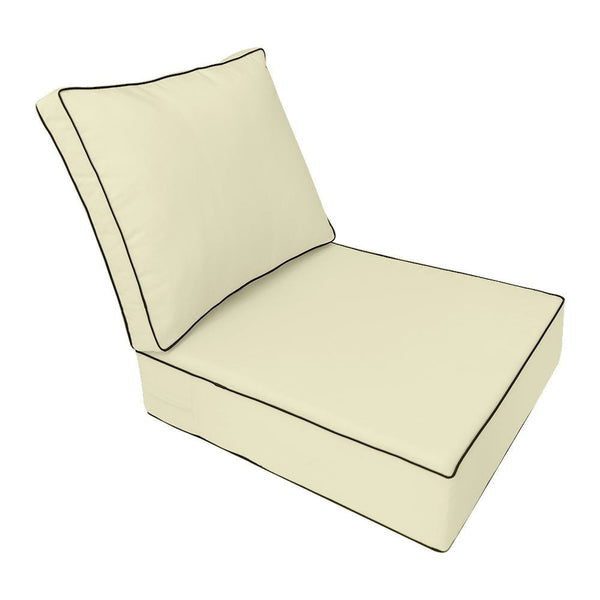 |COVER ONLY| Contrast Trim Outdoor Deep Seat Cushion 26x30x6, Water Repellent, Patio Furniture Patio Cushion Slipcovers Replacement Seat Cushion Covers AD005