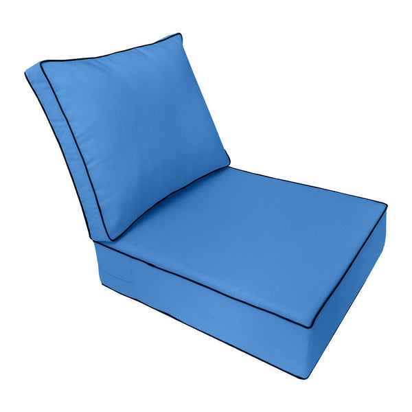 |COVER ONLY| Contrast Trim Outdoor Deep Seat Cushion 26x30x6, Water Repellent, Patio Furniture Patio Cushion Slipcovers Replacement Seat Cushion Covers AD102
