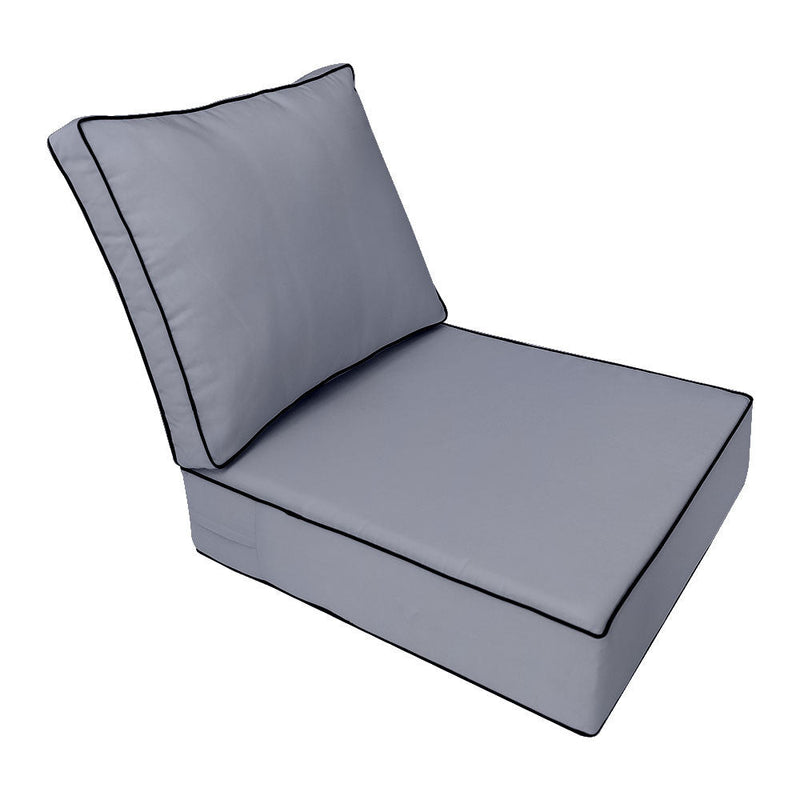Contrast Trim Large Size 26"x30"x6" Outdoor Deep Seat Cushion, Water Repellent, Patio Deep Seat Backrest Cushion Insert & Cover Set AD001