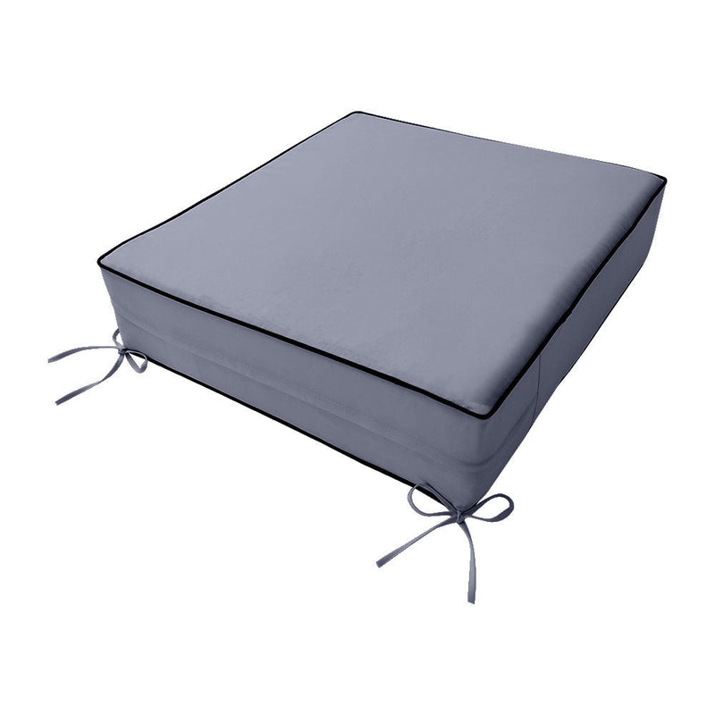 Contrast Trim Large Size 26"x30"x6" Outdoor Deep Seat Cushion, Water Repellent, Patio Deep Seat Backrest Cushion Insert & Cover Set AD001