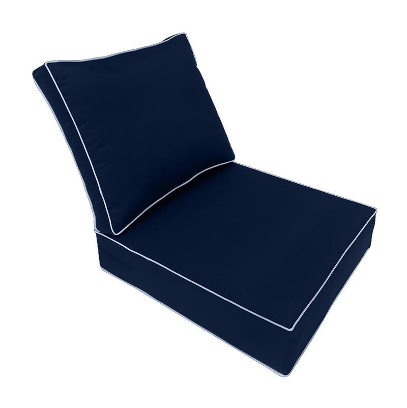 Contrast Trim Large Size 26"x30"x6" Outdoor Deep Seat Cushion, Water Repellent, Patio Deep Seat Backrest Cushion Insert & Cover Set AD101