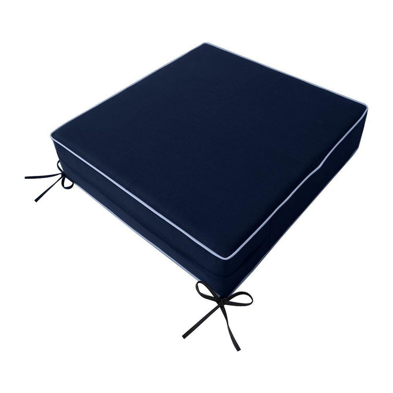 Contrast Trim Large Size 26"x30"x6" Outdoor Deep Seat Cushion, Water Repellent, Patio Deep Seat Backrest Cushion Insert & Cover Set AD101