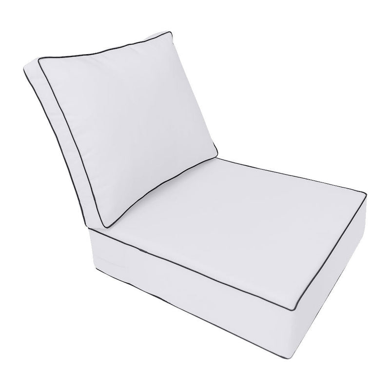 Contrast Trim Large Size 26"x30"x6" Outdoor Deep Seat Cushion, Water Repellent, Patio Deep Seat Backrest Cushion Insert & Cover Set AD105