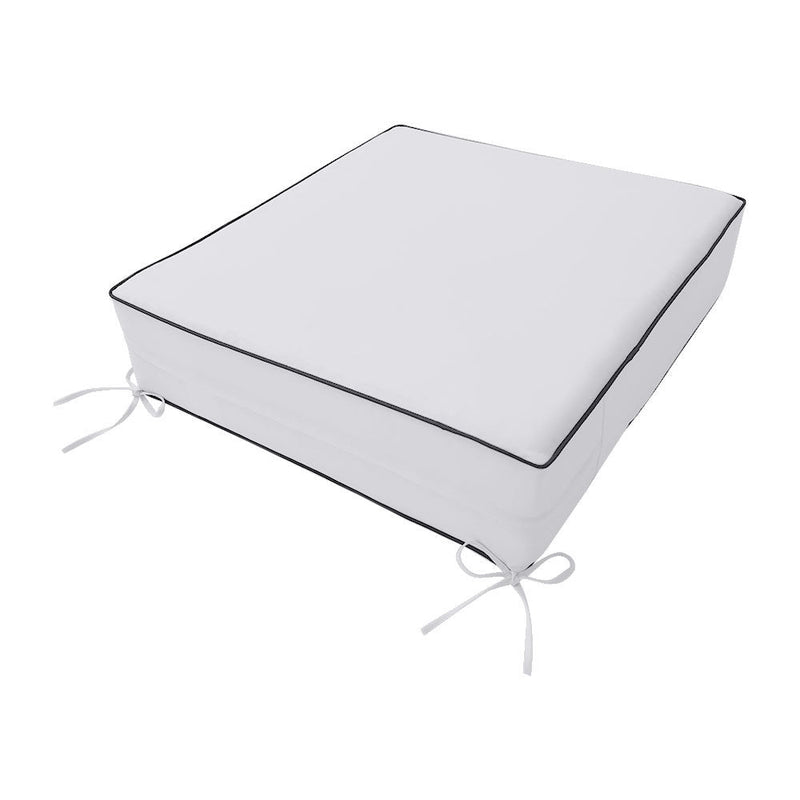 Contrast Trim Large Size 26"x30"x6" Outdoor Deep Seat Cushion, Water Repellent, Patio Deep Seat Backrest Cushion Insert & Cover Set AD105