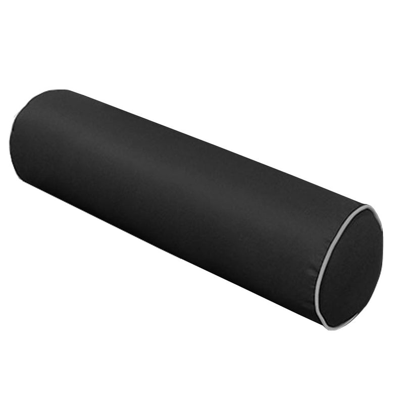 |COVER ONLY| Contrast Trim Large Size 26x6 Outdoor Bolster Pillow Water Repellent Decorative Bolster Pillow for Porch Swing Couch Sofa Cushion Patio Furniture AD003