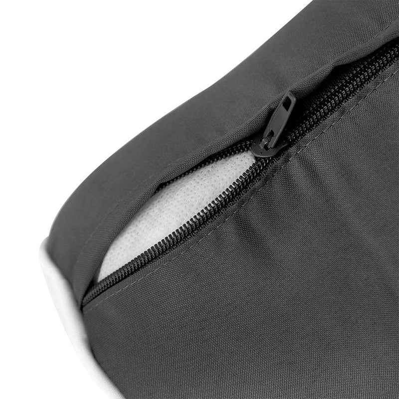|COVER ONLY| Contrast Trim Large Size 26x6 Outdoor Bolster Pillow Water Repellent Decorative Bolster Pillow for Porch Swing Couch Sofa Cushion Patio Furniture AD003