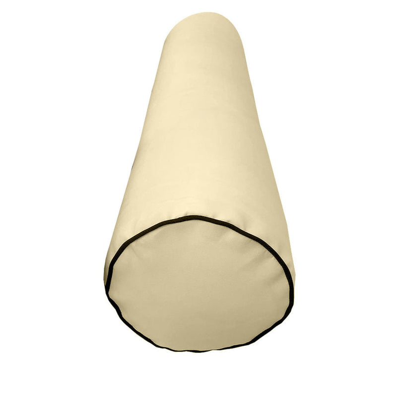 |COVER ONLY| Contrast Trim Large Size 26x6 Outdoor Bolster Pillow Water Repellent Decorative Bolster Pillow for Porch Swing Couch Sofa Cushion Patio Furniture AD103