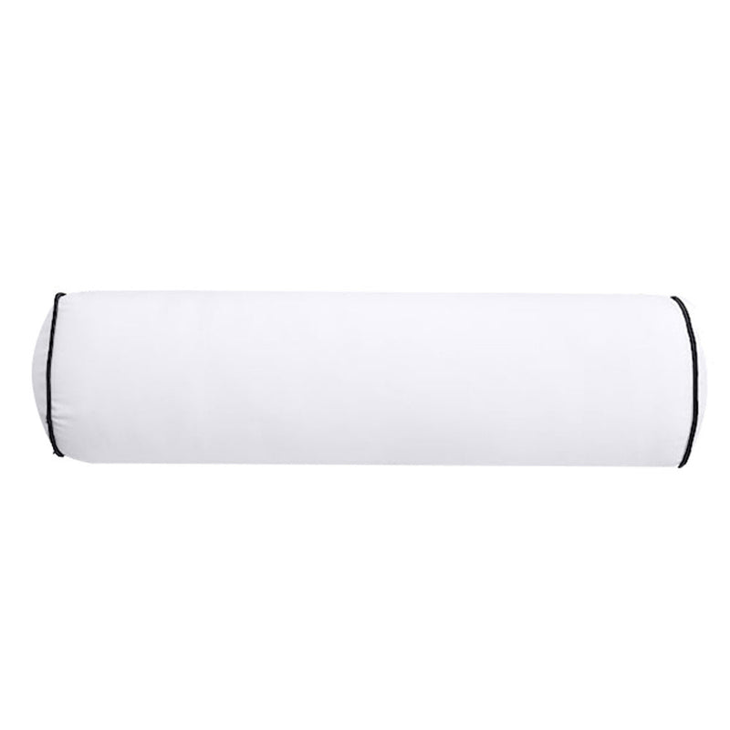 |COVER ONLY| Contrast Trim Large Size 26x6 Outdoor Bolster Pillow Water Repellent Decorative Bolster Pillow for Porch Swing Couch Sofa Cushion Patio Furniture AD105