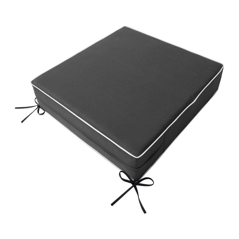 |COVER ONLY| Contrast Trim Outdoor Deep Seat Cushion 24x26x6, Water Repellent, Patio Furniture Patio Cushion Slipcovers Replacement Seat Cushion Covers AD003