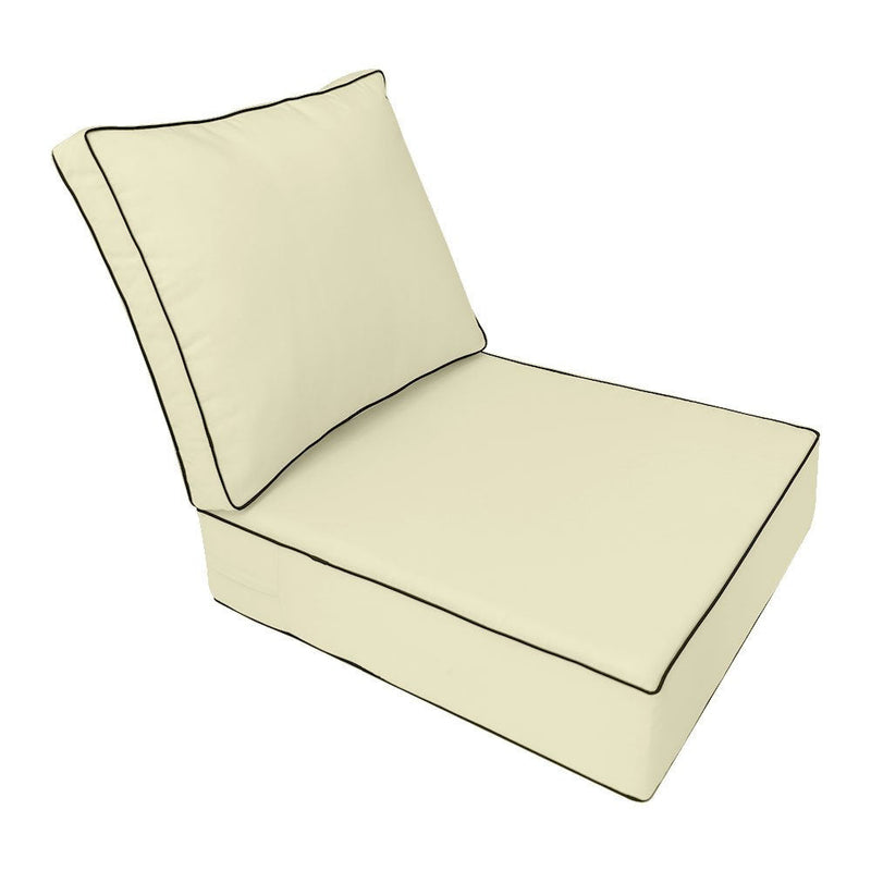|COVER ONLY| Contrast Trim Outdoor Deep Seat Cushion 24x26x6, Water Repellent, Patio Furniture Patio Cushion Slipcovers Replacement Seat Cushion Covers AD005