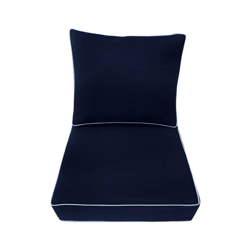 |COVER ONLY| Contrast Trim Outdoor Deep Seat Cushion 24x26x6, Water Repellent, Patio Furniture Patio Cushion Slipcovers Replacement Seat Cushion Covers AD101