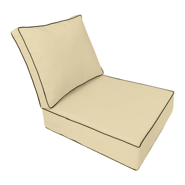 |COVER ONLY| Contrast Trim Outdoor Deep Seat Cushion 24x26x6, Water Repellent, Patio Furniture Patio Cushion Slipcovers Replacement Seat Cushion Covers AD103
