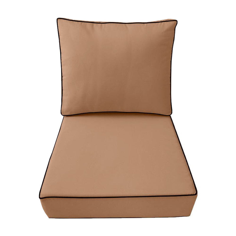 |COVER ONLY| Contrast Trim Outdoor Deep Seat Cushion 24x26x6, Water Repellent, Patio Furniture Patio Cushion Slipcovers Replacement Seat Cushion Covers AD104