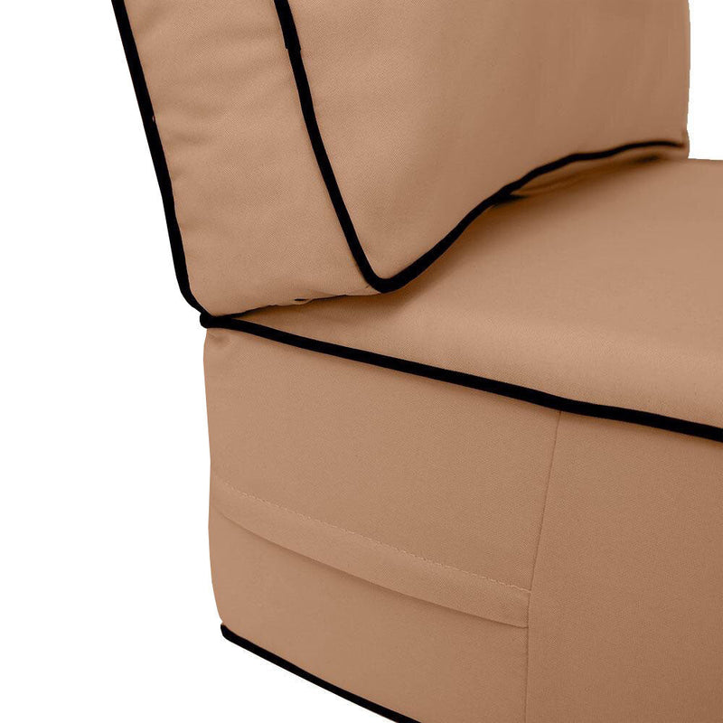 |COVER ONLY| Contrast Trim Outdoor Deep Seat Cushion 24x26x6, Water Repellent, Patio Furniture Patio Cushion Slipcovers Replacement Seat Cushion Covers AD104