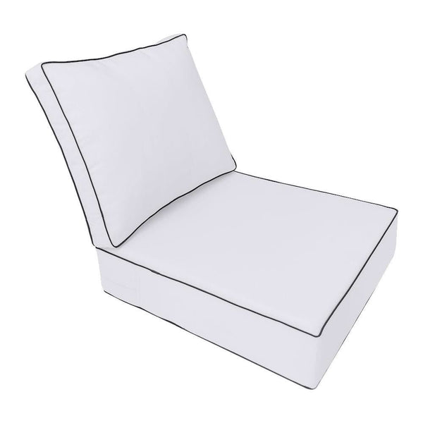 |COVER ONLY| Contrast Trim Outdoor Deep Seat Cushion 24x26x6, Water Repellent, Patio Furniture Patio Cushion Slipcovers Replacement Seat Cushion Covers AD105