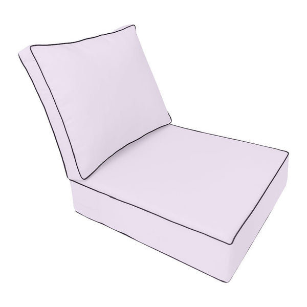 Contrast Trim Medium Size 24"x26"x6" Outdoor Deep Seat Cushion, Water Repellent, Patio Deep Seat Backrest Cushion Insert & Cover Set AD107