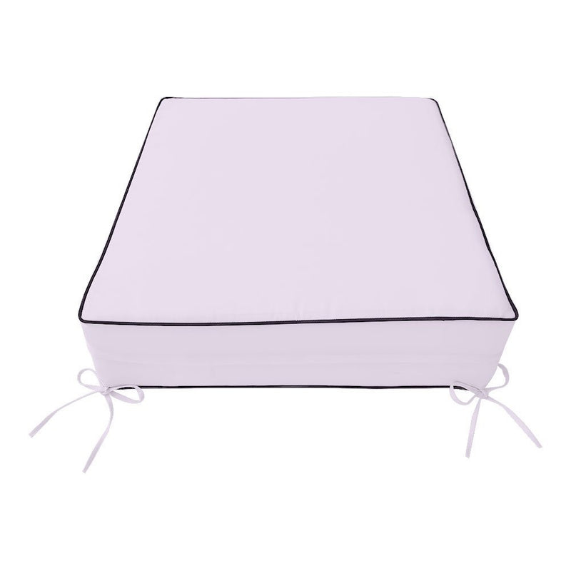 Contrast Trim Medium Size 24"x26"x6" Outdoor Deep Seat Cushion, Water Repellent, Patio Deep Seat Backrest Cushion Insert & Cover Set AD107