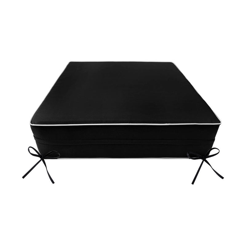Contrast Trim Medium Size 24"x26"x6" Outdoor Deep Seat Cushion, Water Repellent, Patio Deep Seat Backrest Cushion Insert & Cover Set AD109