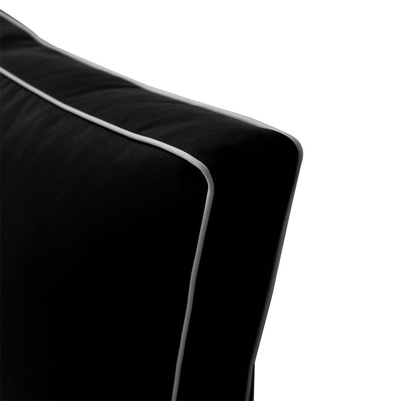 Contrast Trim Medium Size 24"x26"x6" Outdoor Deep Seat Cushion, Water Repellent, Patio Deep Seat Backrest Cushion Insert & Cover Set AD109