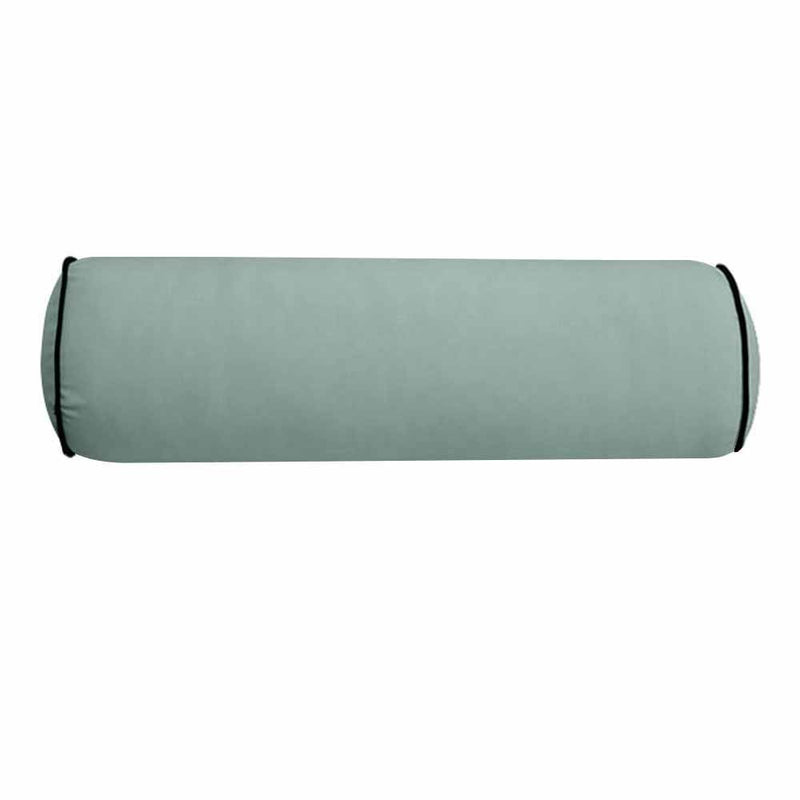 |COVER ONLY| Contrast Trim Medium Size 24x6 Outdoor Bolster Pillow Water Repellent Decorative Bolster Pillow for Porch Swing Couch Sofa Cushion Patio Furniture AD002