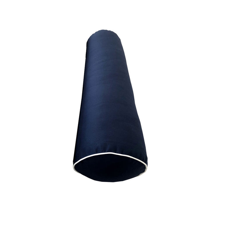 |COVER ONLY| Contrast Trim Medium Size 24x6 Outdoor Bolster Pillow Water Repellent Decorative Bolster Pillow for Porch Swing Couch Sofa Cushion Patio Furniture AD101