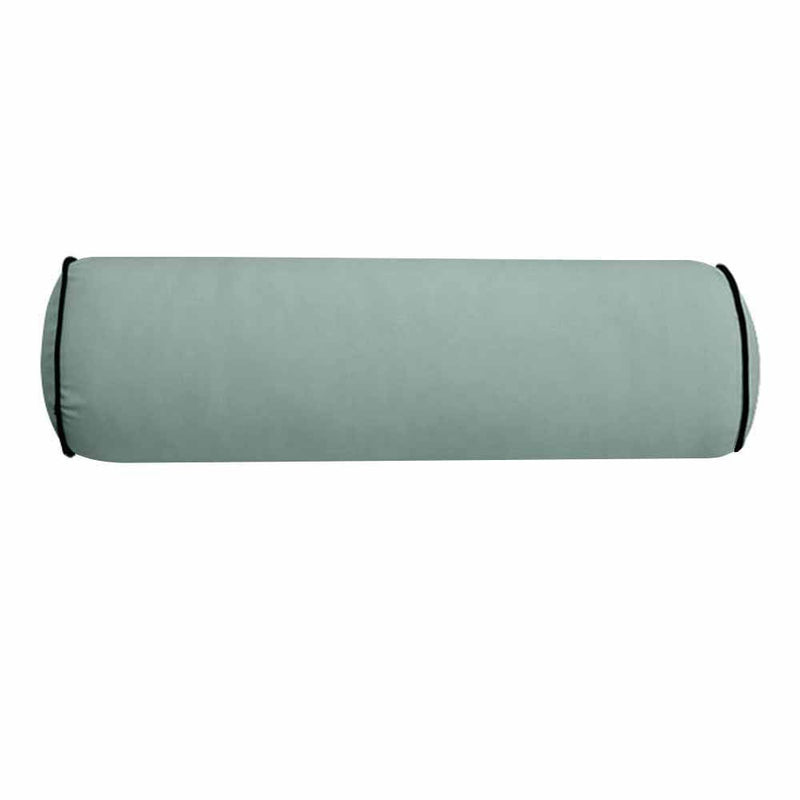 |COVER ONLY| Contrast Trim Small Size 23x6 Outdoor Bolster Pillow Water Repellent Decorative Bolster Pillow for Porch Swing Couch Sofa Cushion Patio Furniture AD002