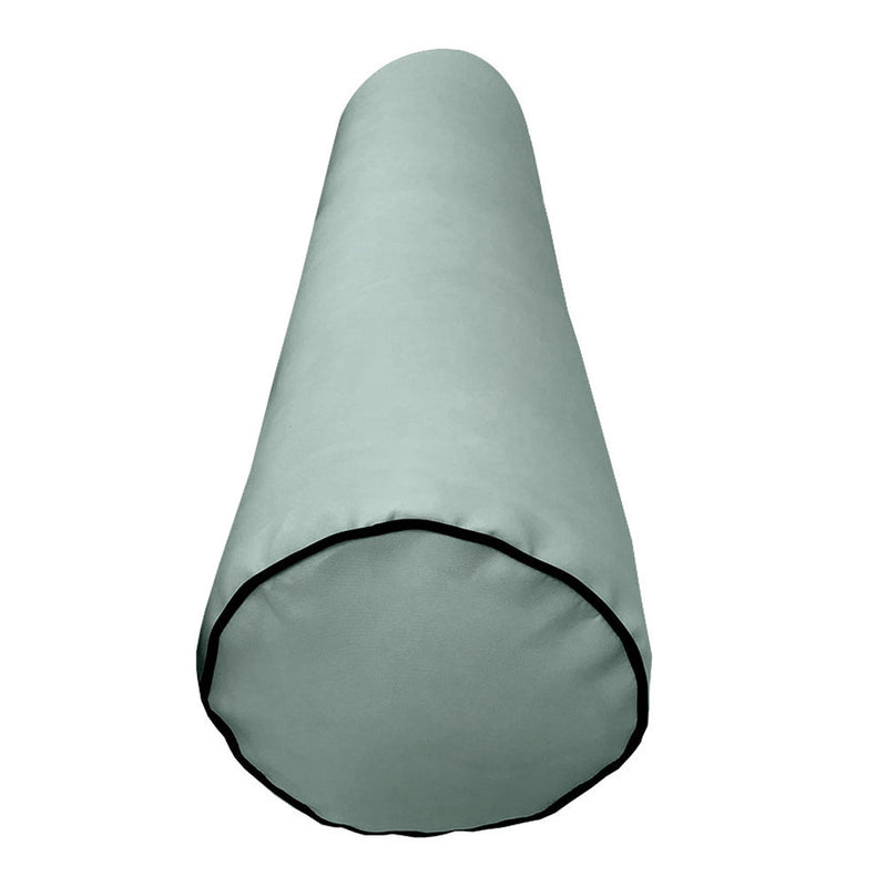|COVER ONLY| Contrast Trim Small Size 23x6 Outdoor Bolster Pillow Water Repellent Decorative Bolster Pillow for Porch Swing Couch Sofa Cushion Patio Furniture AD002