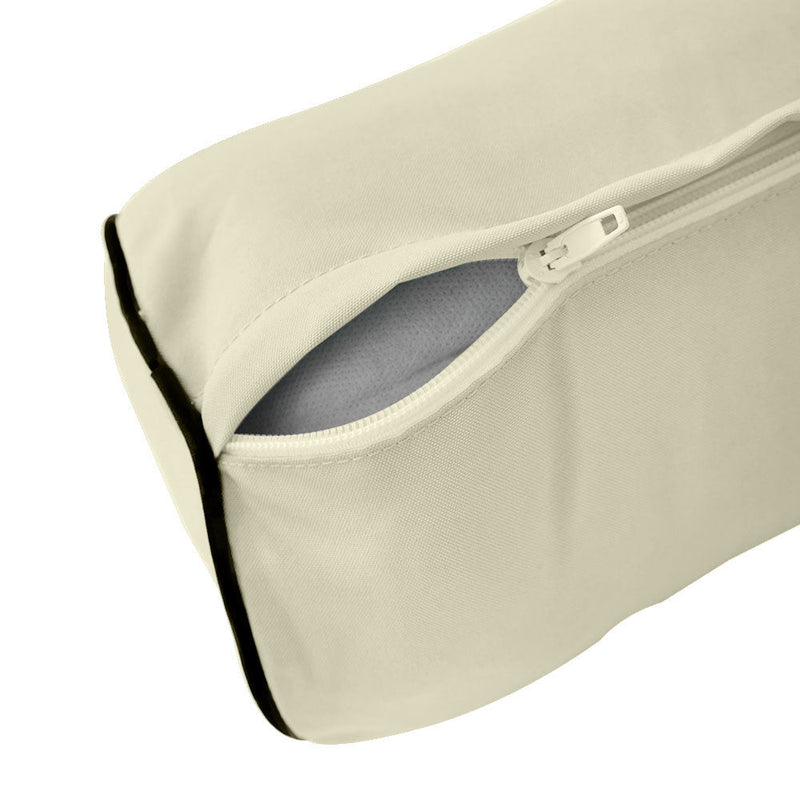 |COVER ONLY| Contrast Trim Small Size 23x6 Outdoor Bolster Pillow Water Repellent Decorative Bolster Pillow for Porch Swing Couch Sofa Cushion Patio Furniture AD005