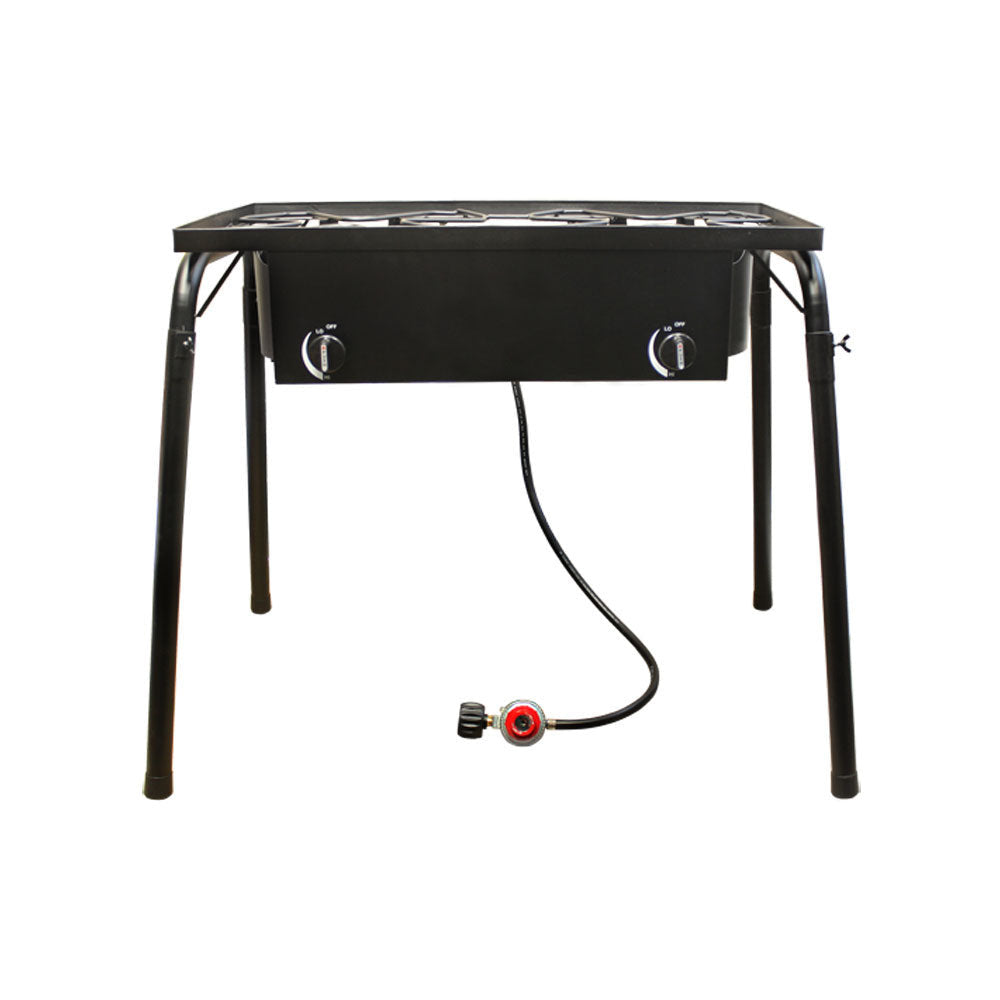 DOUBLE Portable Propane High Pressure Camp Stove Burner UL Regulator with Stand