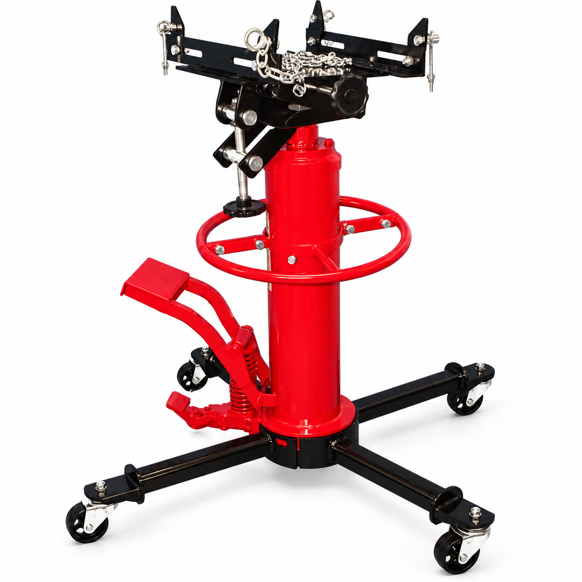 1/2 Ton Hydraulic Telescopic Transmission Jack, Heavy Duty Tall Lift With 34-5/8" To 73" Height Range For Auto And Truck Repair