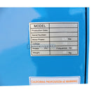 Heavy duty blue belt grinder sander with electric motor and sanding belt attached