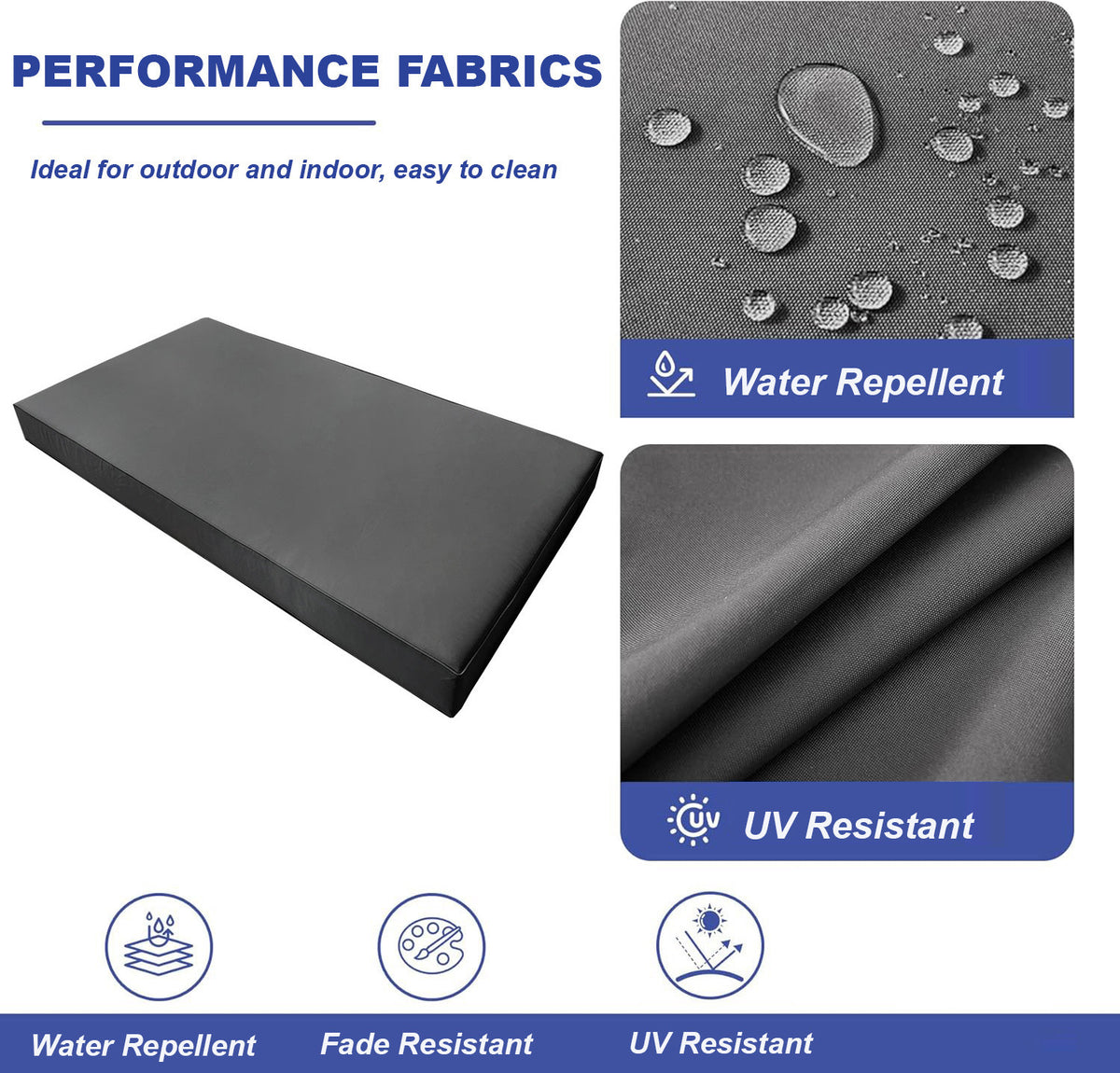 Contrast Pipe Trim 8" Full Size 75x54x8 Outdoor Fitted Sheet Slip Cover Only -AD001