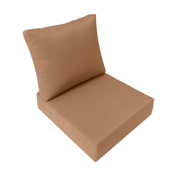 Knife Edge Large Size 26"x30"x6" Outdoor Deep Seat Cushion, Water Repellent, Patio Deep Seat Backrest Cushion Insert & Cover Set AD104